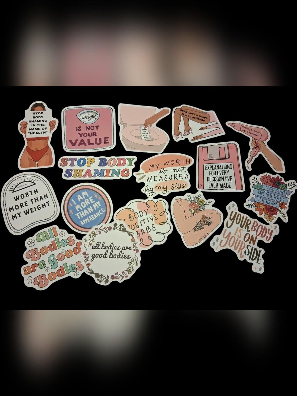 Body Positive Sticker Pack - Pastel Pink, Peach, Cream & Blue